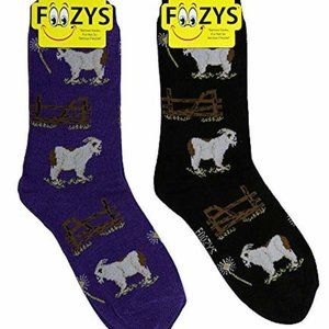 Billy Goat Farm Mountain Milk Goats Cute Animal 2 Pairs Foozys Women's Socks